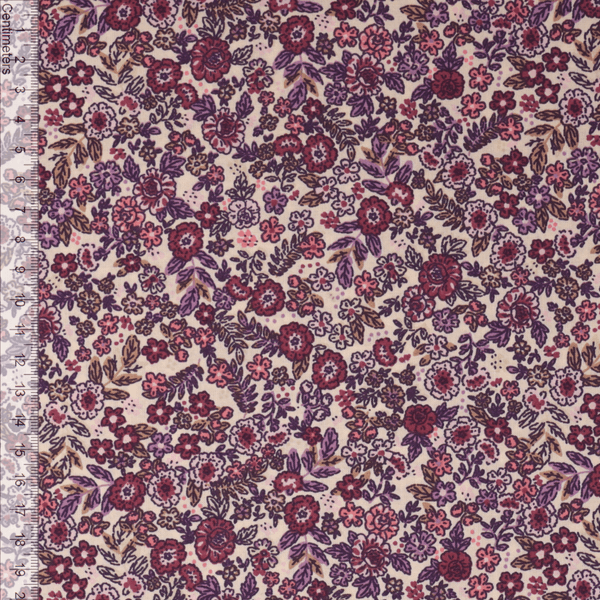 Plommeflora - Fast Bomull