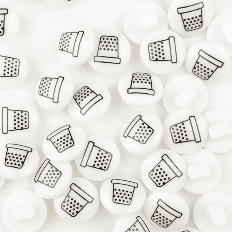 Fingerbøl Hvit - 13 mm Plast Knapp