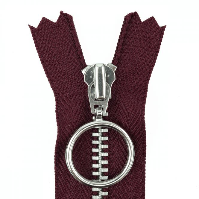 Hovedbilde Bordeaux - Metall Glidelås m/ring - YKK 4 mm