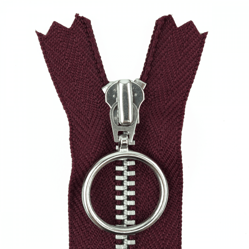 Bordeaux - Metall Glidelås m/ring - YKK 4 mm