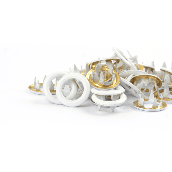 Hvit TD metalltrykknapper - 10 stk