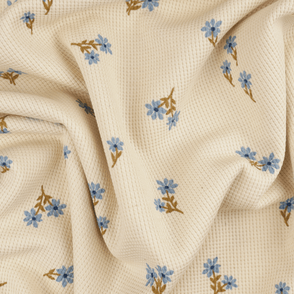 Blue Fleur - Waffle Jersey
