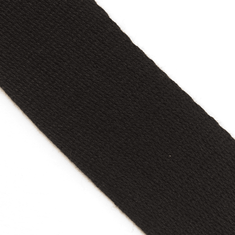 Sort - Vevd Bånd Bomull 40 mm