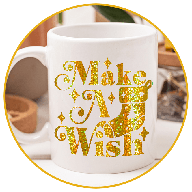 Hovedbilde Holographic Sparkle Dekorvinyl - Gold 30x30cm