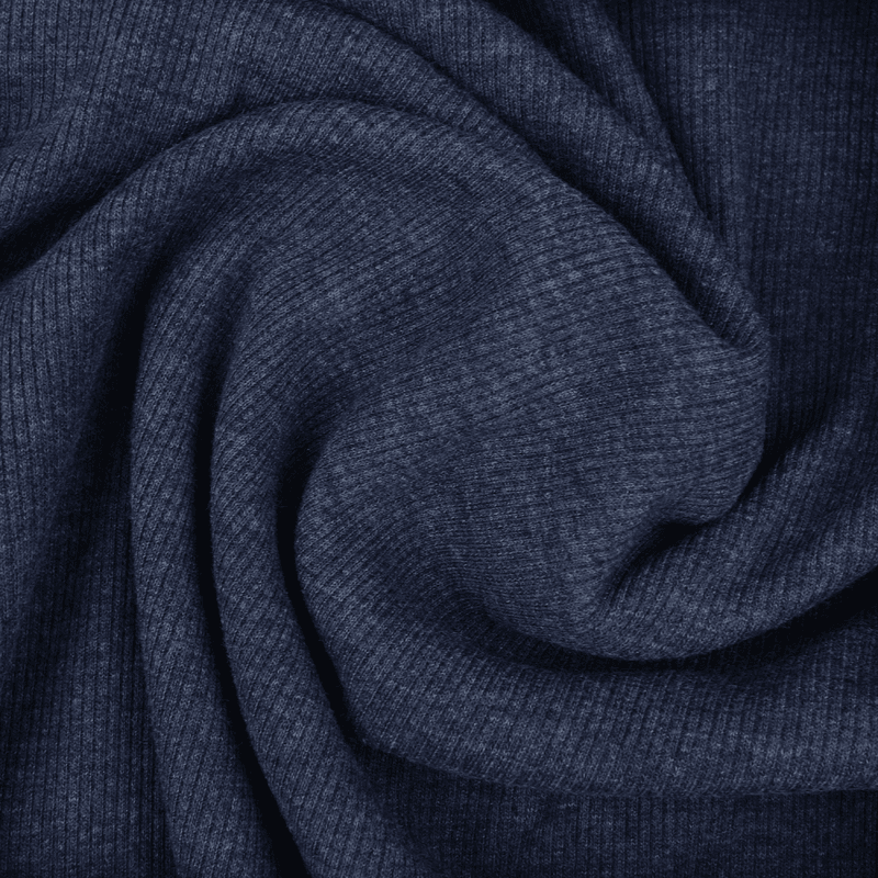 Mørk Denimblå Melert - Ribbjersey