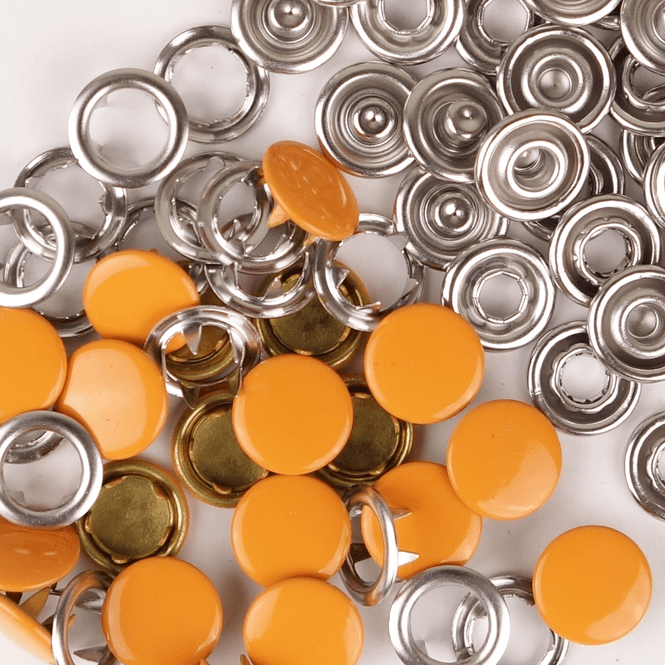Hovedbilde Orange Kappe Metalltrykknapp - 20 stk