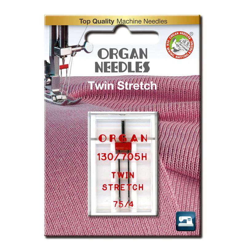 Organ Symaskinnåler Tvilling Stretch 4mm 75 1pk