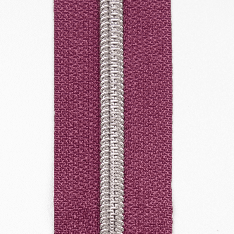 Sølv/Mauve - 3 m Glidelås 6,5 mm