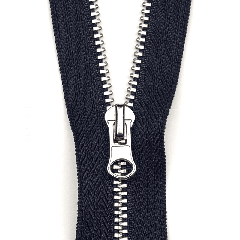 Marineblå - Aluminium Glidelås (4 mm)