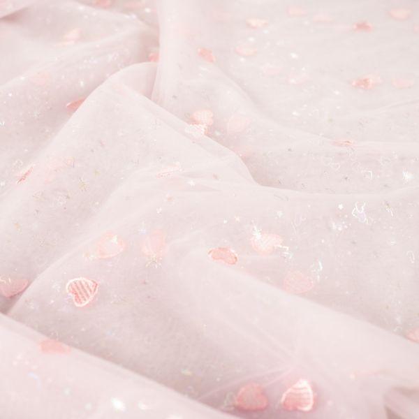 Hjertefin Rose - Brodert Tyll