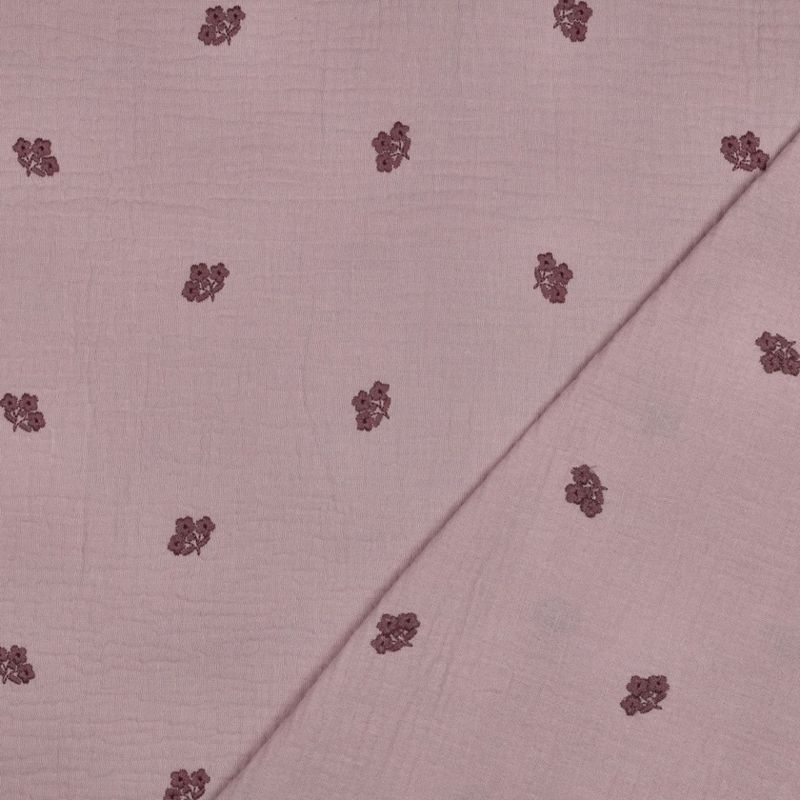 Fleur Dusty Pink - Brodert Musselin