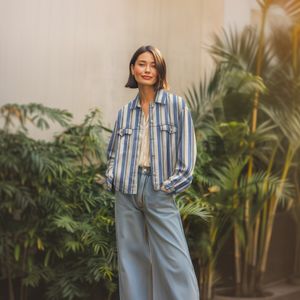 Hovedbilde Stripy Bl&aring;/Oker - Dongeri