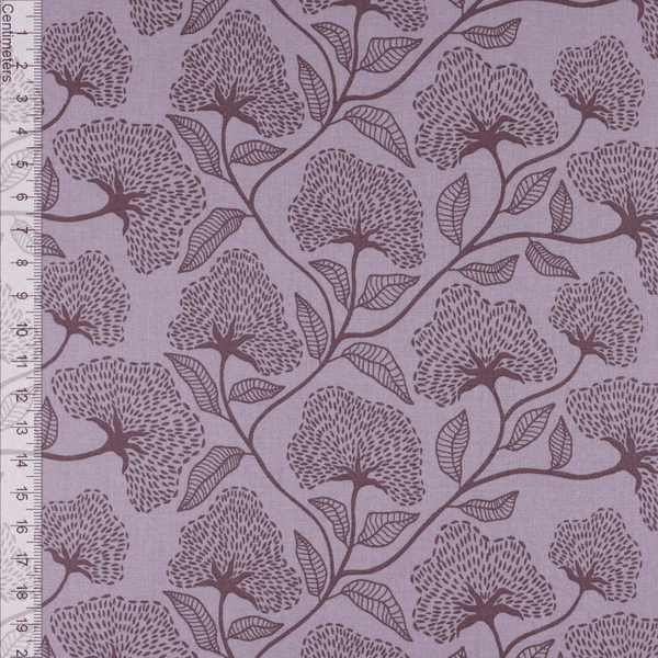 Soft Botanical Lilac - Fast Bomull