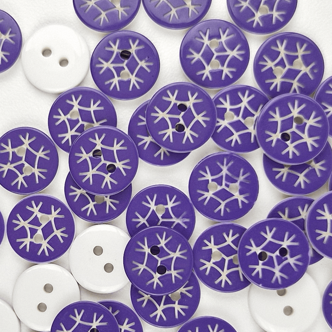Hovedbilde Snøfnugg Lilla - 12 mm Resin Knapp