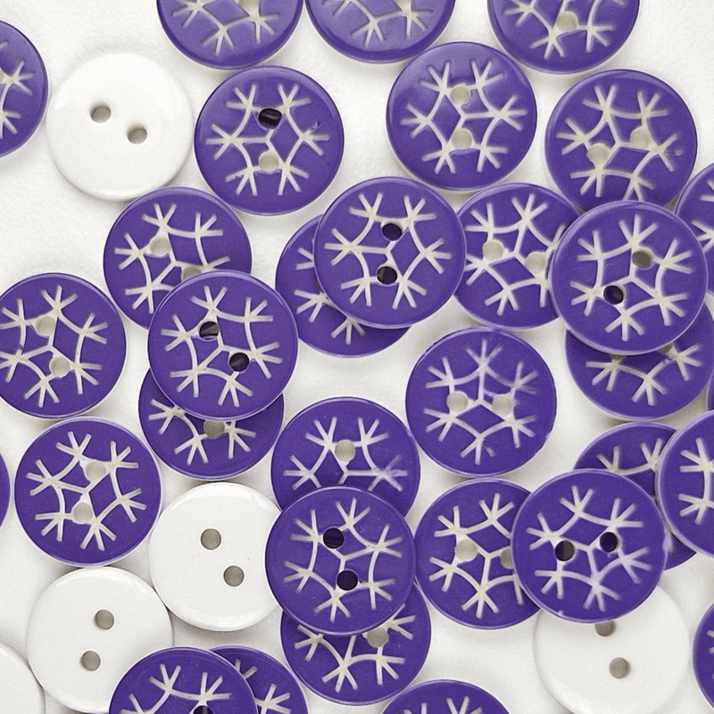 Snøfnugg Lilla - 12 mm Resin Knapp