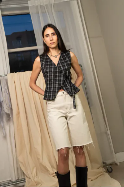 Wrap Blouse x Straight Sleeve - Puff and Pencil