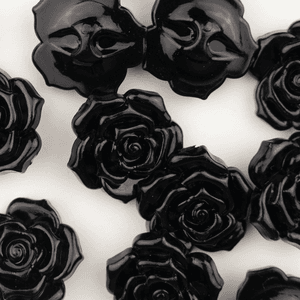 Hovedbilde Sort Rose - 25 mm Resin Knapp