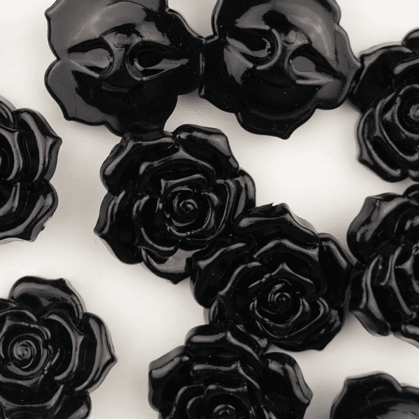 Sort Rose - 25 mm Resin Knapp