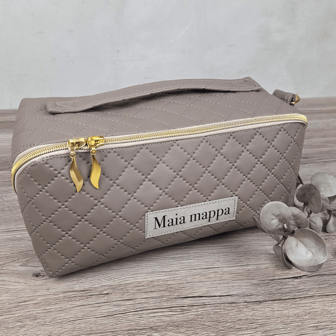 Hovedbilde Maia Mappe Pakke - Taupe Quilt Skai / Ubleket Kanvas