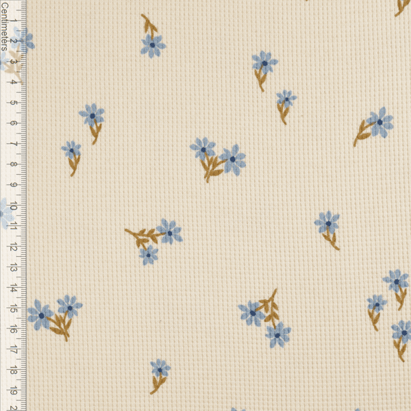 Blue Fleur - Waffle Jersey