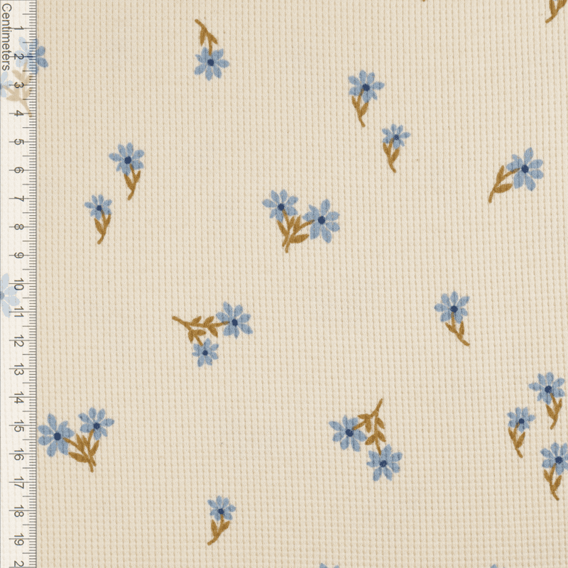 Blue Fleur - Waffle Jersey