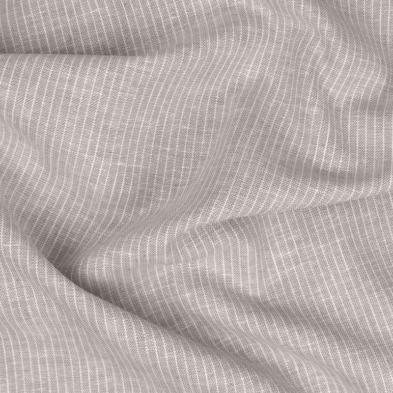 Pinstripe Lys Grå - Lin/Bomull