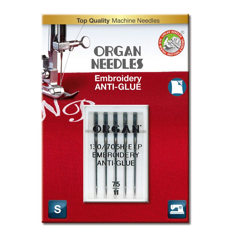 Organ Symaskinnåler Anti Glue Brodering 75 5pk