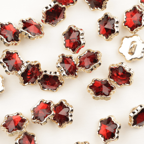 Starry Ruby - 10 mm Metall Knapp