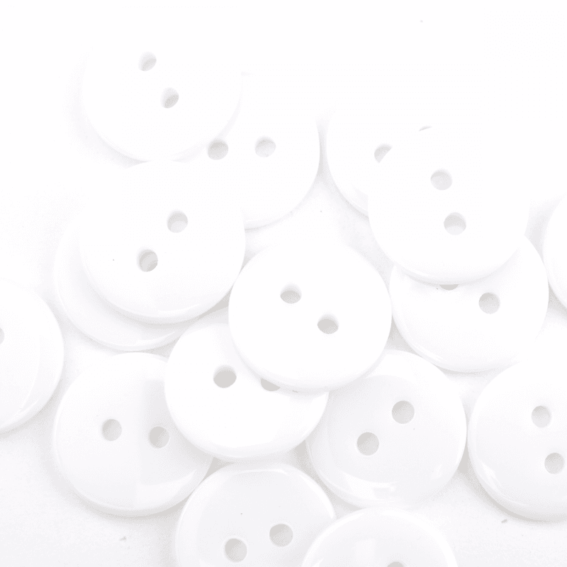 Basic Hvit - 15  mm Resin Knapp