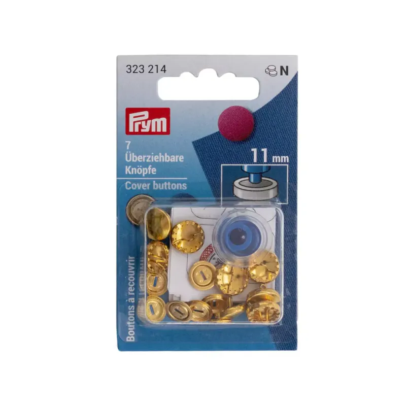 Overtrekksknapper Metall Gull 11 mm - 7 stk