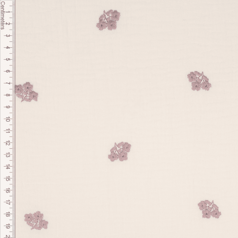 Fleur Ecru - Brodert Musselin
