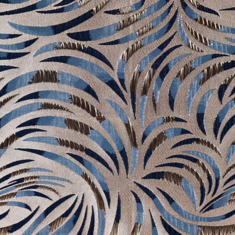 Shimmer Leaves Blue - Jacquard Metallic