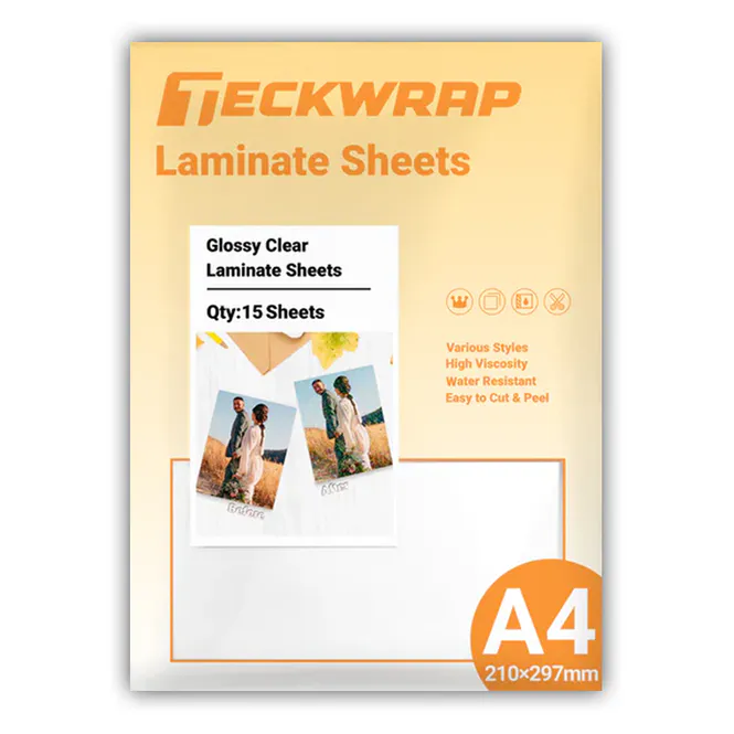Hovedbilde TeckWrap Laminate Sheets A4 Glossy Clear 15pk