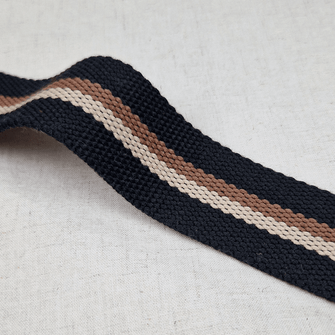 Hovedbilde Stripy Sort - Vevd Bånd 38 mm