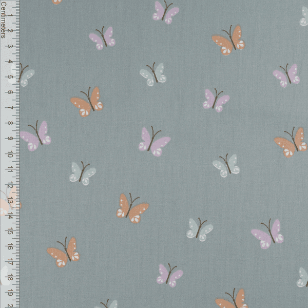 Sommerfugldans Mørk Støvet Mint - Fast Bomull